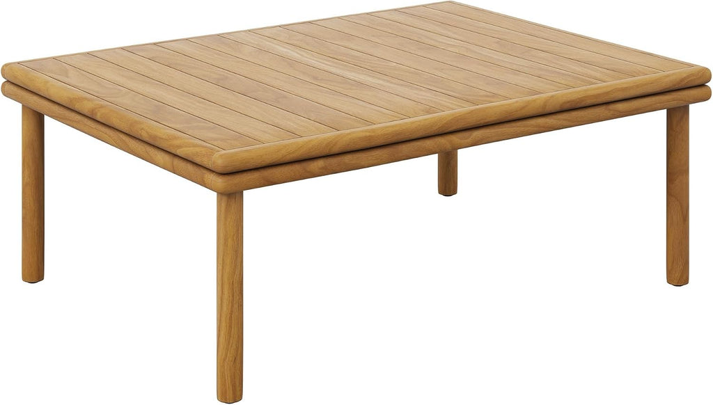 Wren Teak Wood Outdoor Patio 4 Piece Furniture Set in Natural Flint Gray