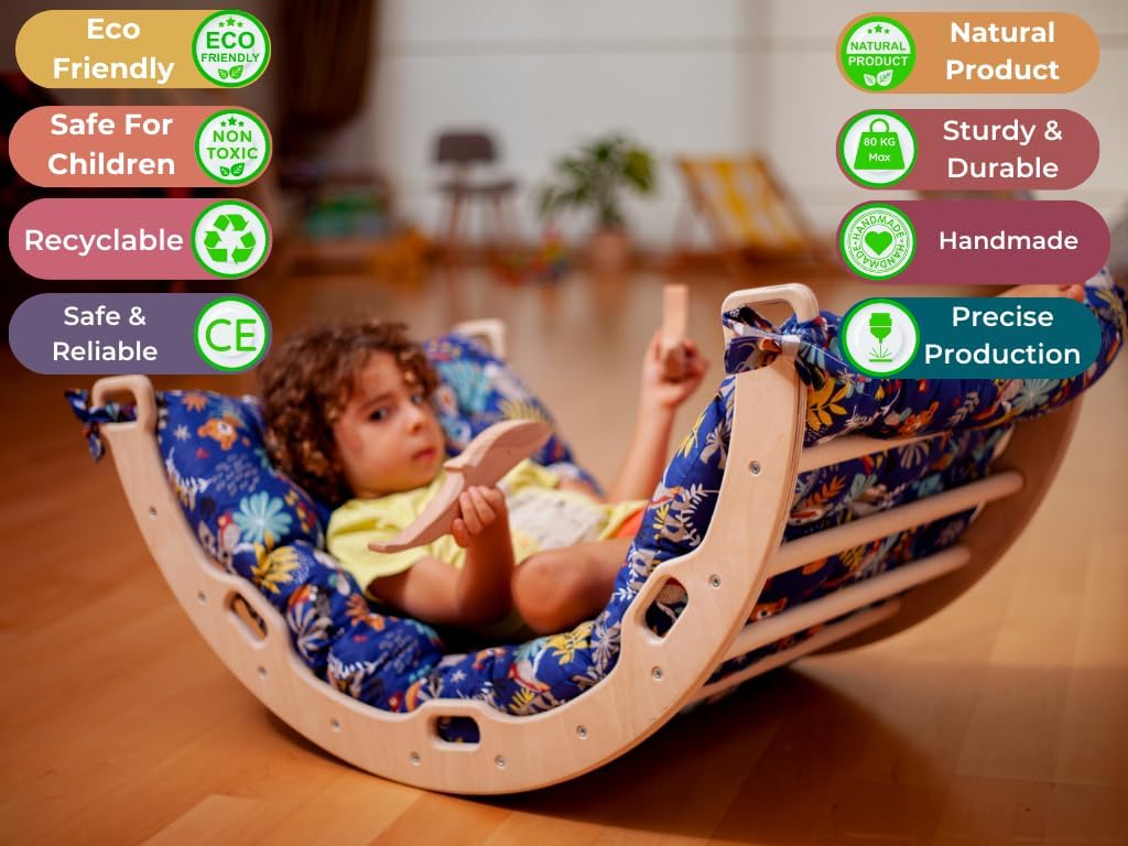 Small Jungle Beaded Fiber Pillow for Climbing Arch, Premium Quality Cotton Cushion for Montessori Rocker, Machine