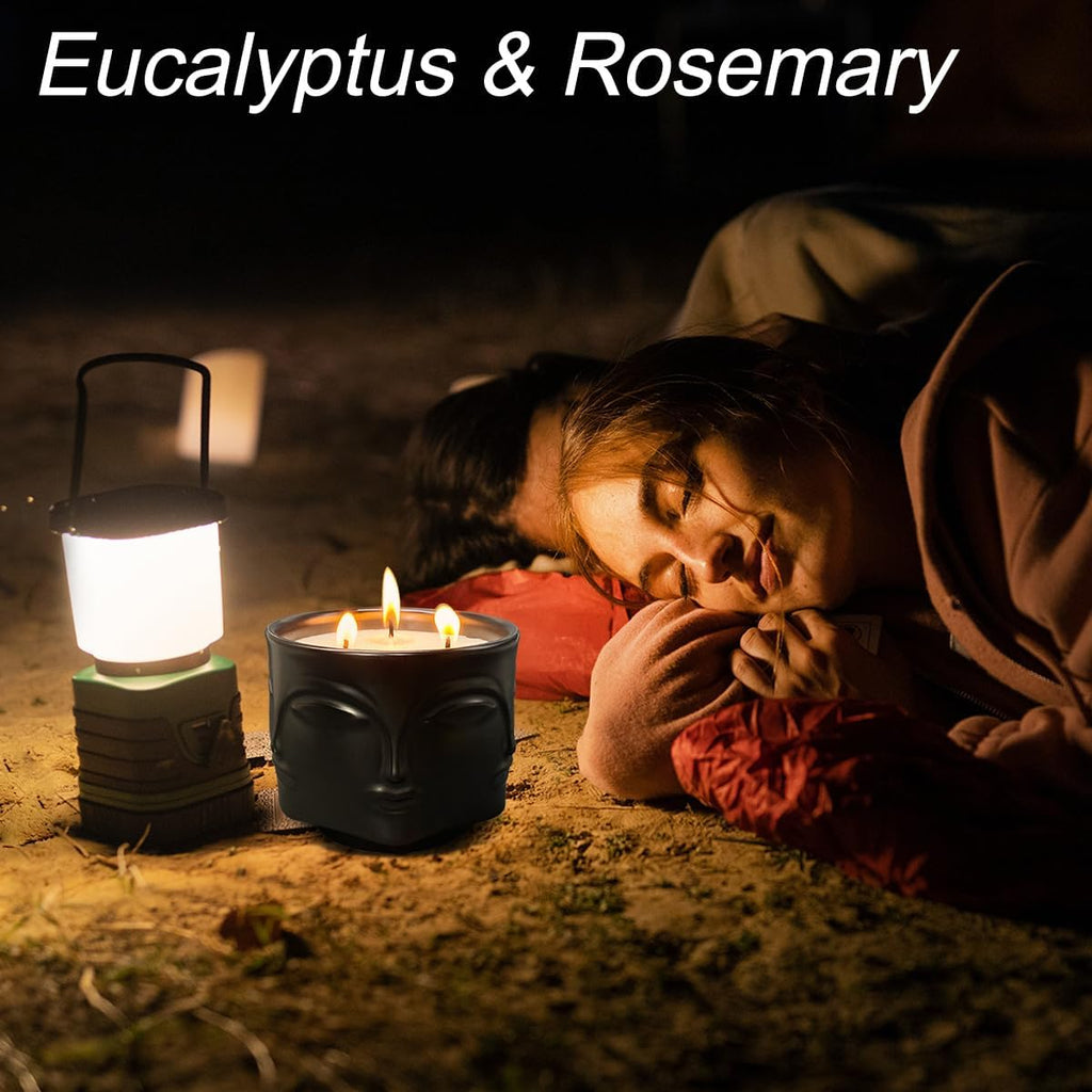 Strong Eucalyptus & Rosemary 3 Wick Black Large Candle, 20oz, Ceramic, Outdoor Scented Candles, 100% Soy Scented - Set of 20