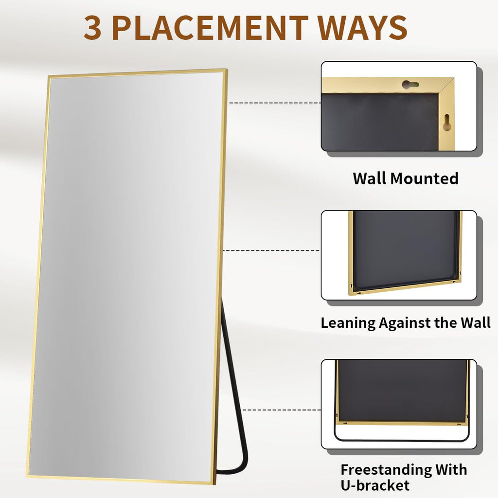 Oversized Full Length Mirror, 86" x 40" Floor Mirror with Stand, Aluminum Alloy Frame Full Body Mirror, Standing