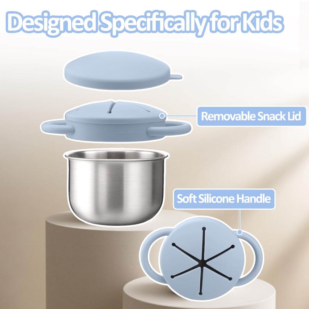 2 Pack 9 oz Spill Proof Stainless Steel Toddler Snack Cups