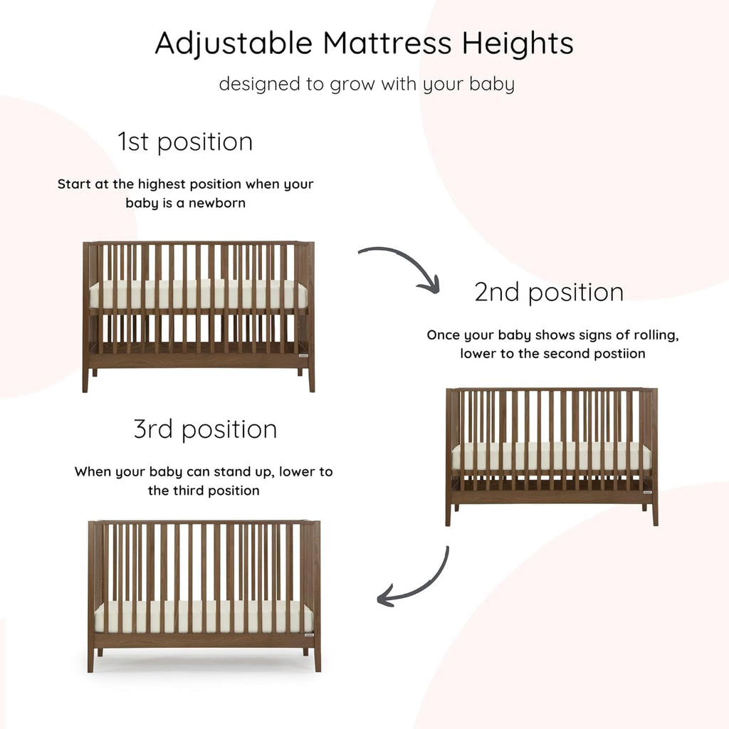 Baby LaLa 3-in-1 Convertible Wood Crib Bed, Made in Italy, Walnut | Crib to Toddler & Day Bed, GREENGUARD Gold