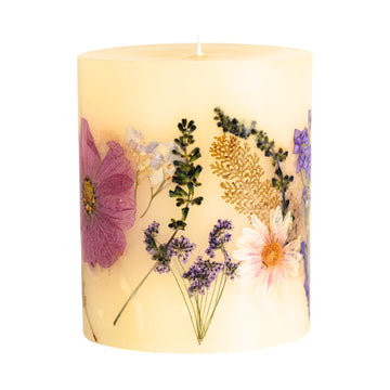 Round Botanical Candle Roman Lavender - Aromatherapy, Luxury Candles, Long Lasting, Botanical Candles, Candle Gift