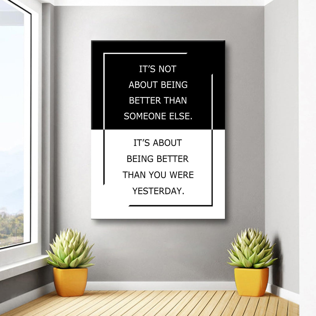 Self Improvement Quote Canvas Poster, Minimalist Wall Art Decor