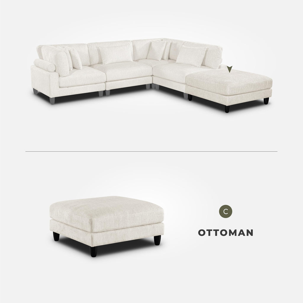 Modern Ottoman, Foot Stools, Living Room Foot Rest, Module for Sectional Sofa, 40" Microfiber Upholstery Square