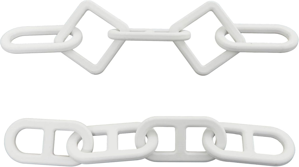 Wood Chain Decorative Sculpture Home Decor Statues, Set of 2 Accent Figurines 27", 25"W, White