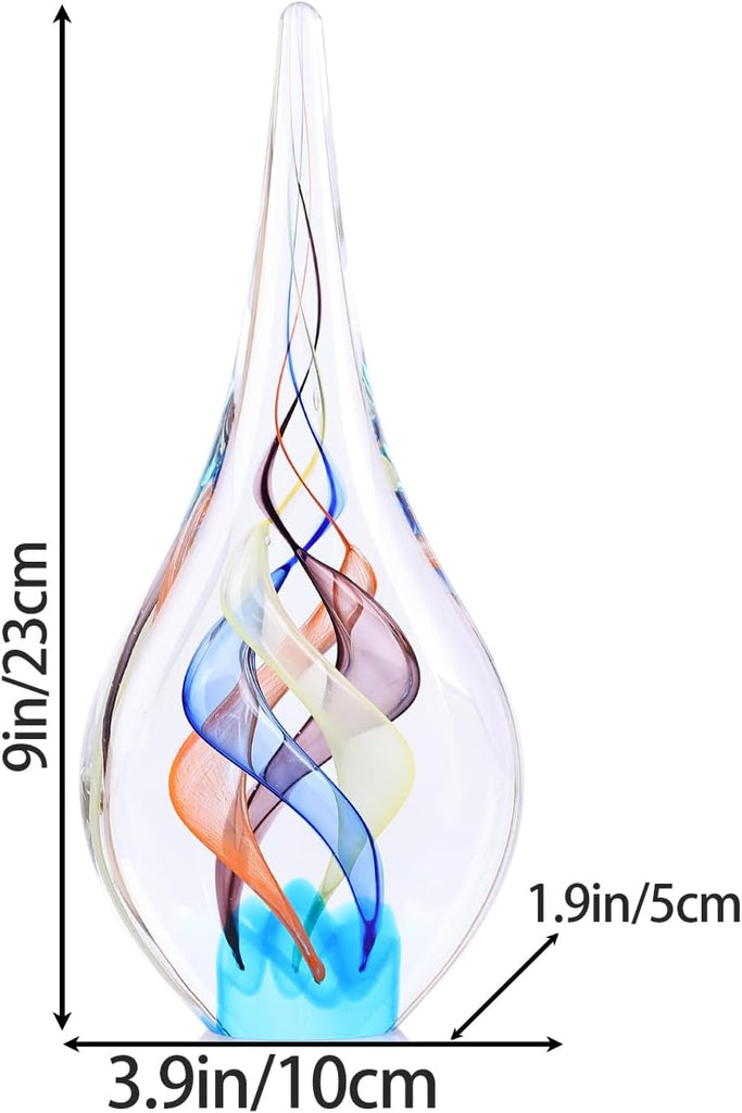 Blown glass sculpture, multi-color transparent glass art teardrop statue, unique ocean theme decoration, bookshelf - Set of 2