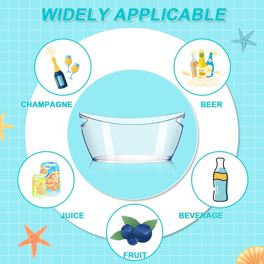 Ice Bucket for Parties 5.5 Liter Large Clear Champagne Beer Tub Mimosa Bar Supplies Kit Acrylic Plastic Wine Beverage