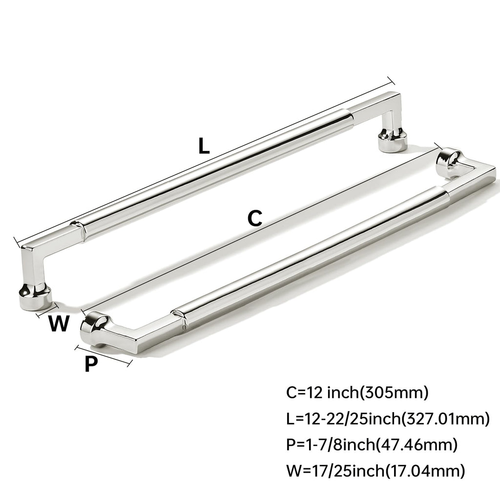 3-Pack Appliance Handle Pull 12-Inch(305mm) Polished Nickel Cabinet Pulls,Heavy-Duty Solid Handles Cabinets