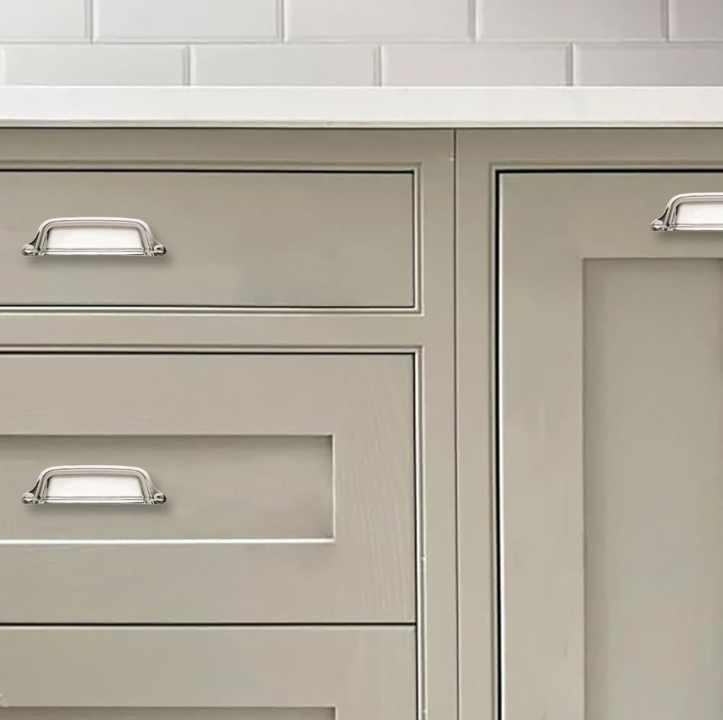 10 Pack 2-1/2 inch(64 mm) Drawer Pulls Polished Nickel Cabinet Cup Pulls Cabinet Hardware Vintage Kitchen Cabinet