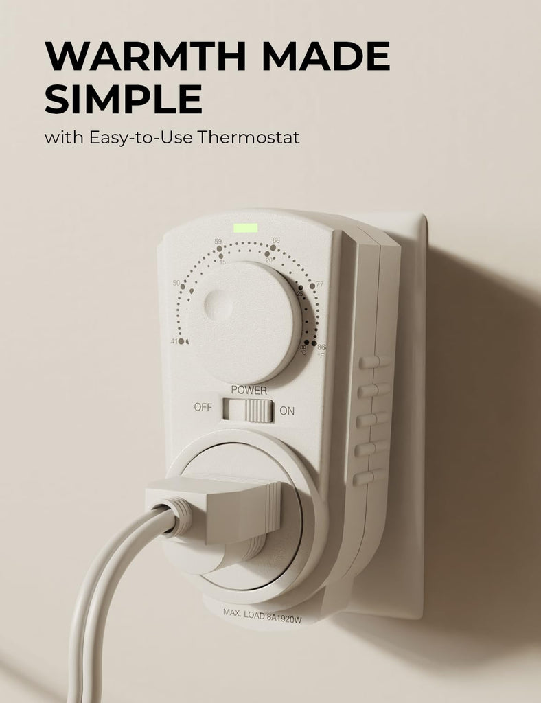 Wall Heater Panel with Thermostat - Electric Wall Mounted Heater for Indoor Use - 400Watt Convection Heater - Perfect