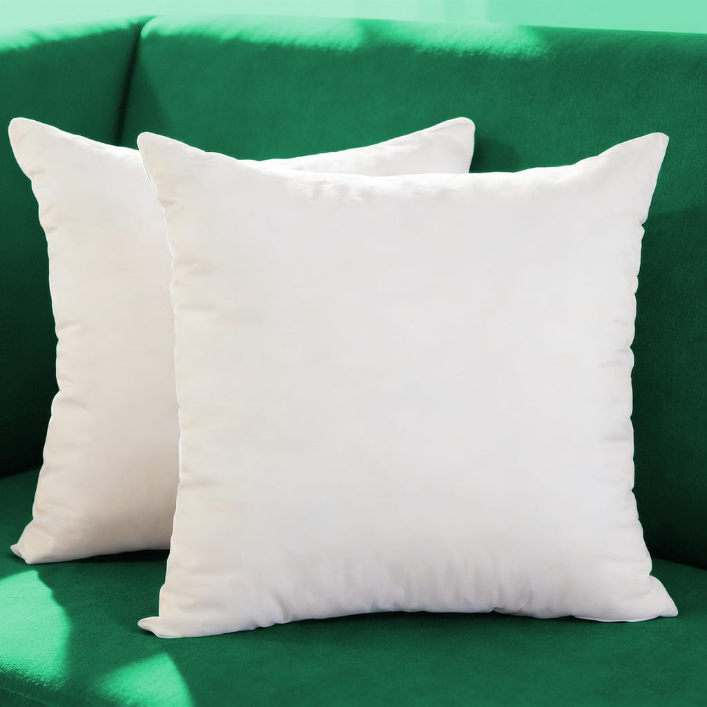 Extra Thick and Full Plump Cotton Fabric Throw Pillow Inserts, Overfilled Cushion Filler, 20 X 20 Inches - Set of 2