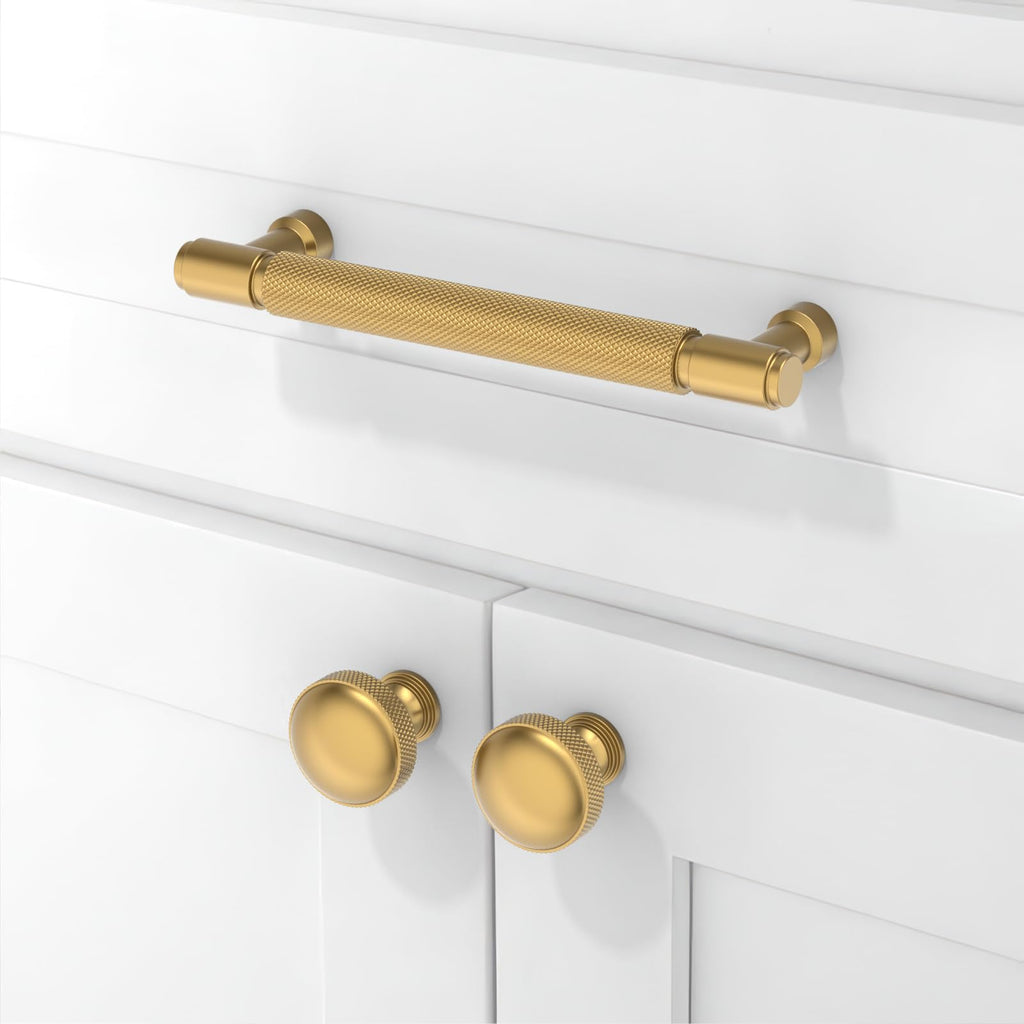 10 Pack Champagne Bronze Knurled Cabinet Pulls 5 Inch(128mm) Kitchen Cabinet Handles Cabinet Hardware Drawer Pulls