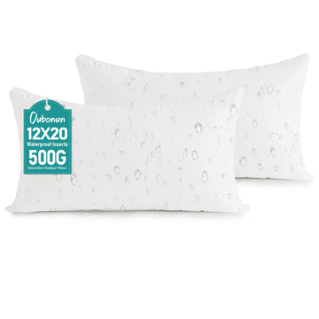 Waterproof Outdoor Lumbar Pillow Inserts 12 x 20 Set of 2