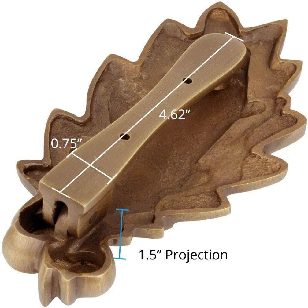 Oak Leaf Door Knocker Solid Brass Antique Finish 6 Inch Classic Entry Door Hardware