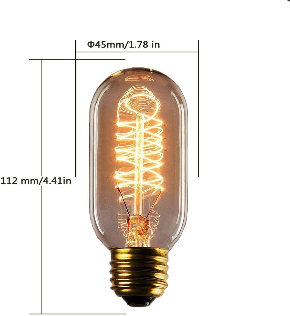 Vintage Edison Bulbs, 25 Watt, T45, 2700K Warm White Spiral Cage Filament Light Bulbs, E26/E27 Base Incandescent