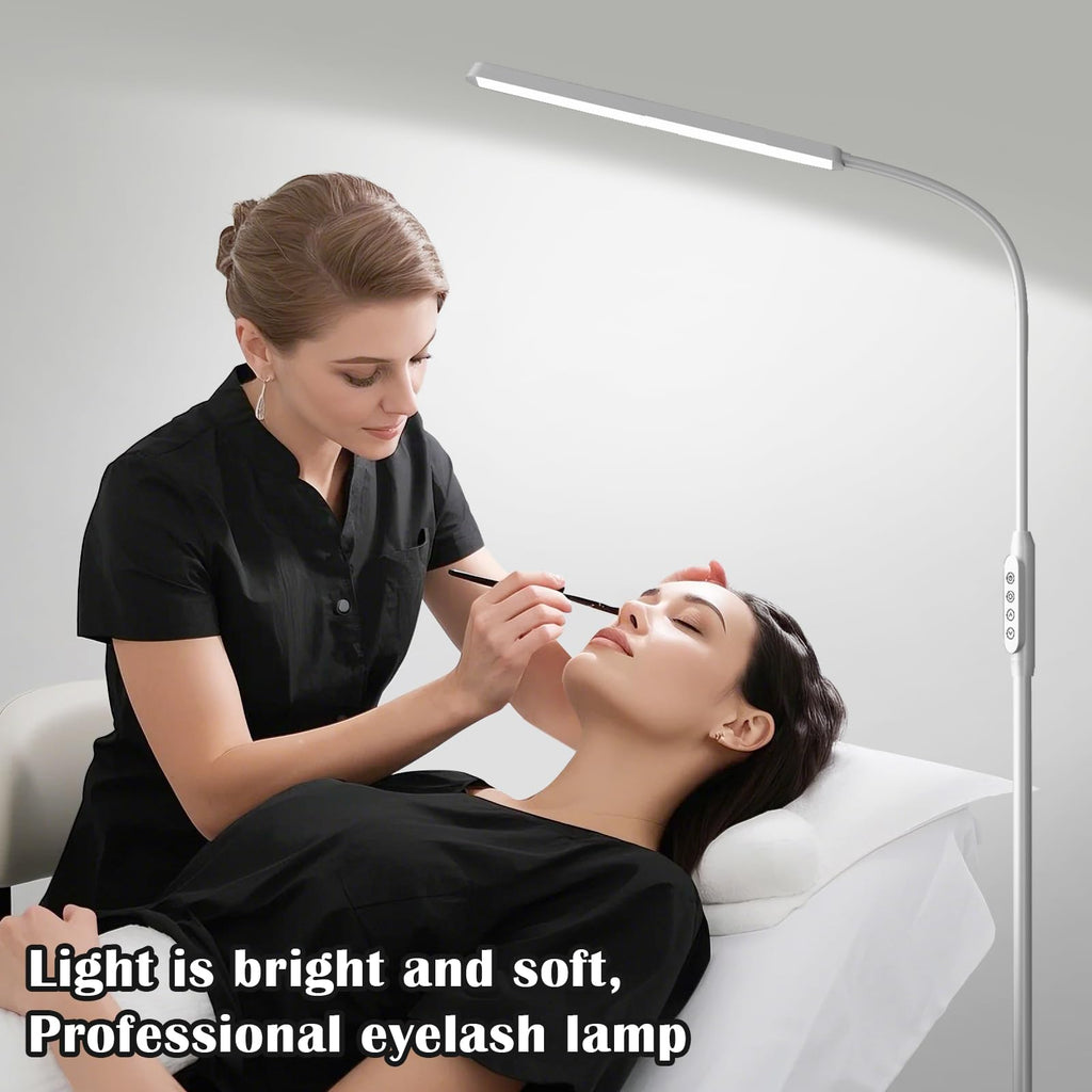 Bright LED Eye-Protecting Reading Floor Lamps with Touch and Remote Dimming 3000-6000k for Eyelash Manicure Craft