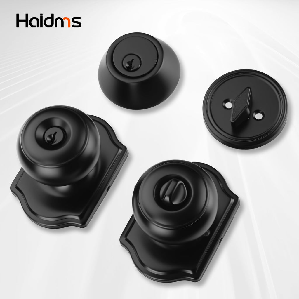 Matte Black Entry Door Locksets with Deadbolt 2 Pack