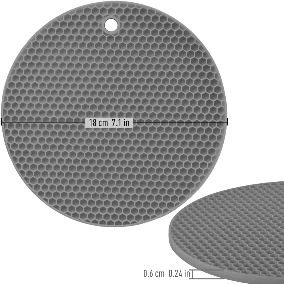 Silicone Square Trivets Mat, 6 Packs Multipurpose Non Slip Heat Resistant Pot Holder-Gray - Set of 6