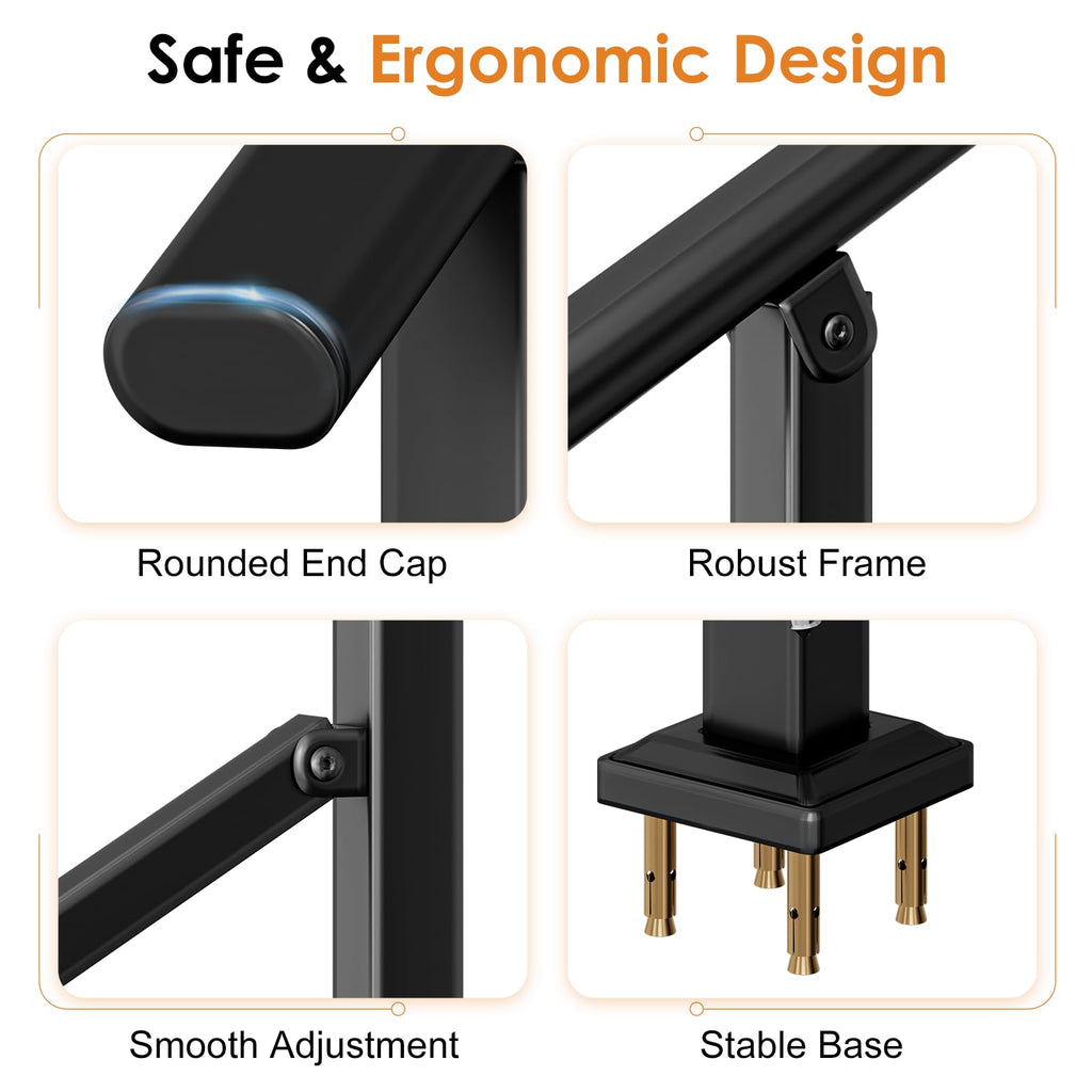 Hand Rails for Outdoor Steps, 2 to 3 Steps Stainless Railing for Stairs, for Seniors & Kids, Outdoor Stair Railing for