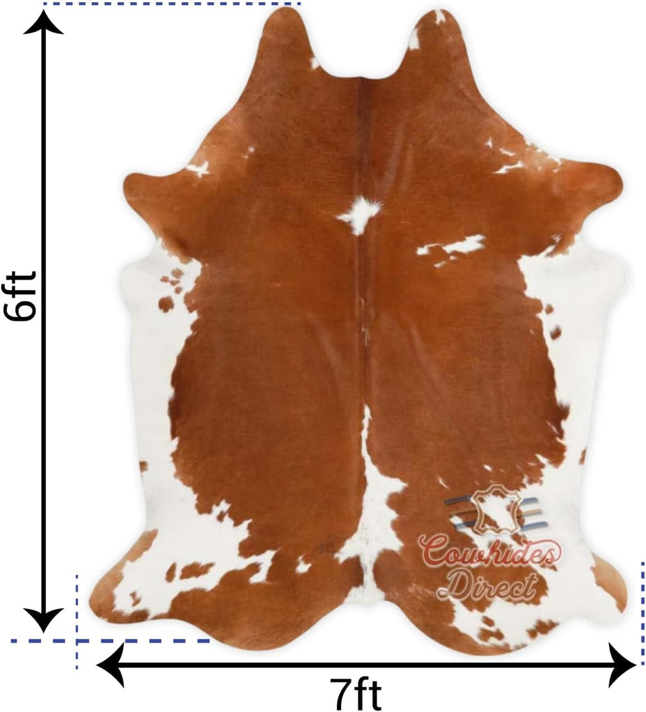 Genuine Brazilian Cowhide Rug - Authentic Cow Rug with Non-Slip Suede Backing - Cow Rugs & More - Natural Rugs (Brown