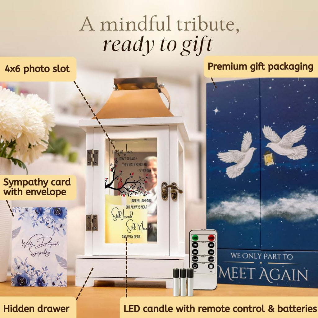 Memorial Lantern with Photo Frame & Keepsake Drawer | Ready-to-Gift Box