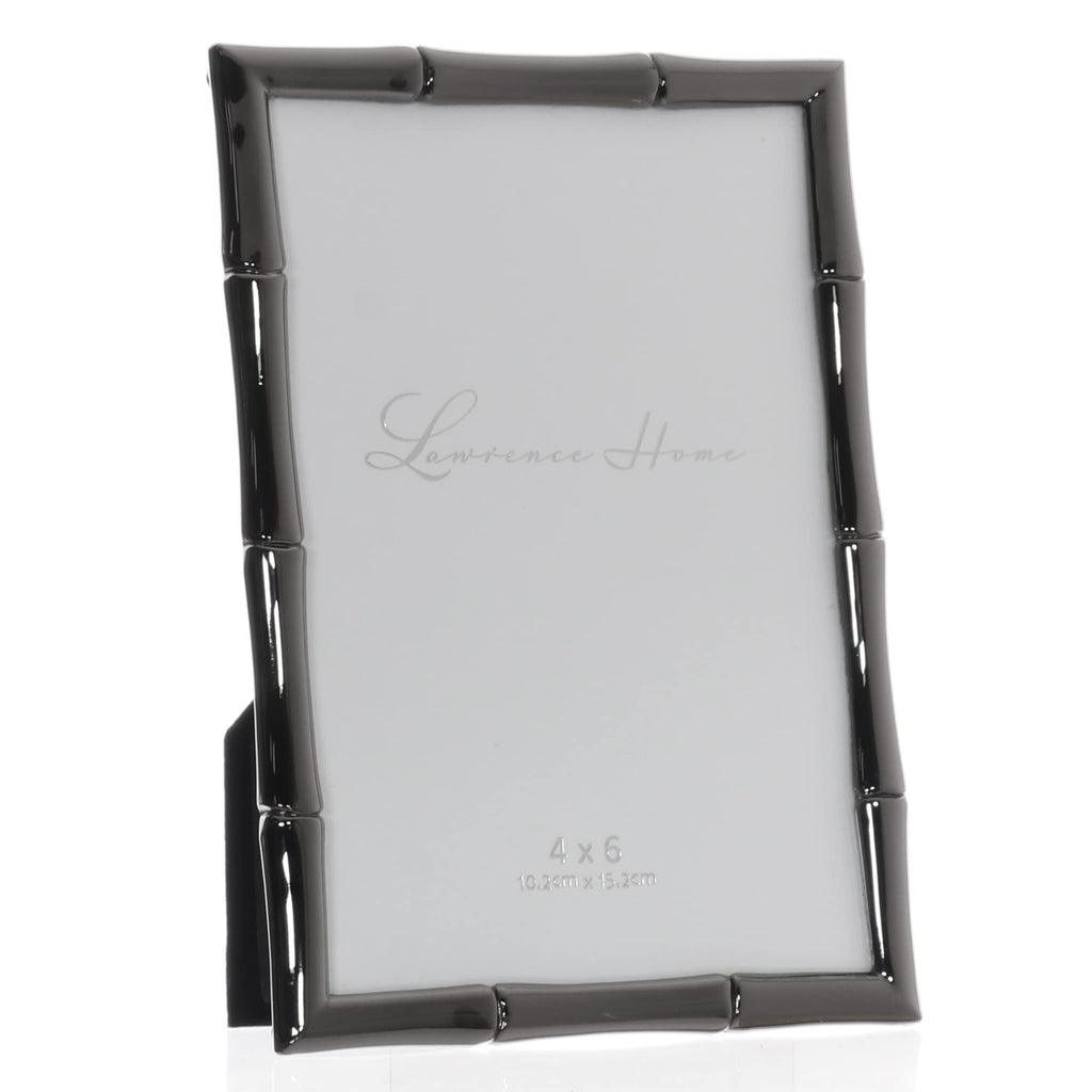 4x6 Black Polished Metal Picture Frame with Bamboo Design