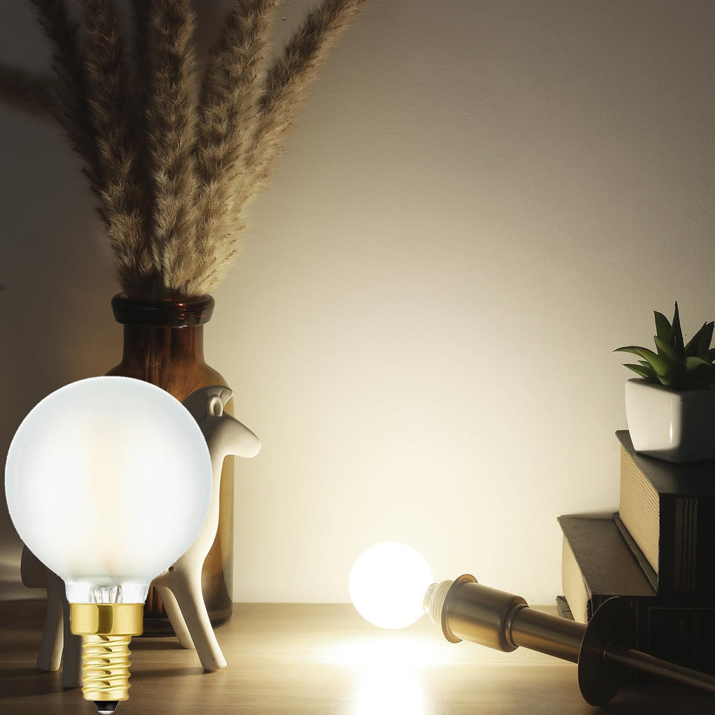 E12 Frosted LED Bulbs, 40W Candelabra Dimmable Chandelier Light Bulbs Daylight 4000k G16.5 4W E12 g50 Vintage Globe