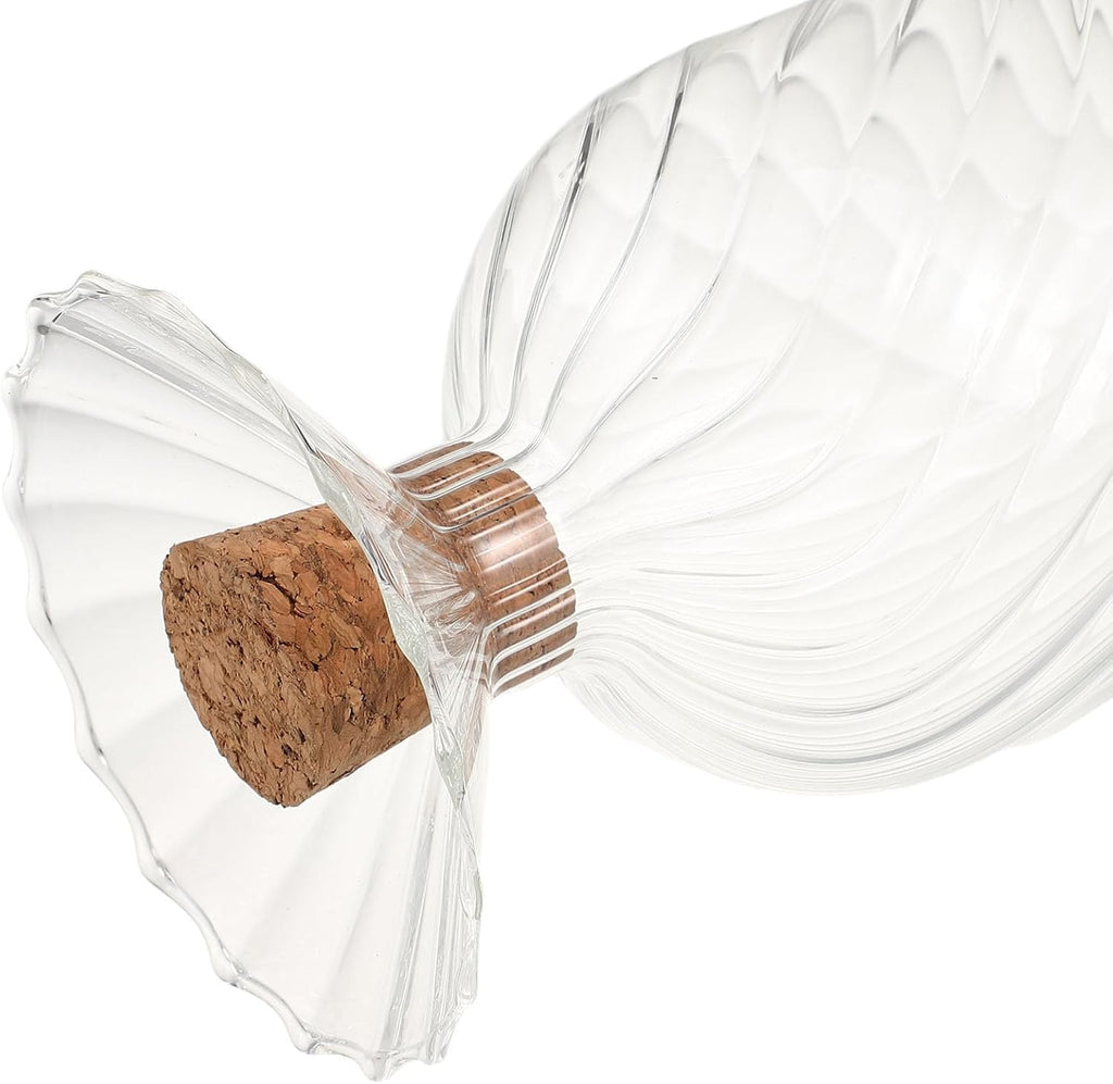 Glass Match Cloche Holder with Cork Stopper for Fireplace and Dining Table, 7.1x3.5 Inch Glass Container Keeps