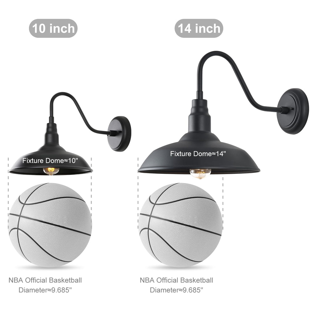 14 Inch Gooseneck Barn Lighting Outdoor Large Exterior Gooseneck Light Fixtures, Matte Black Farmhouse Barn Lights 2