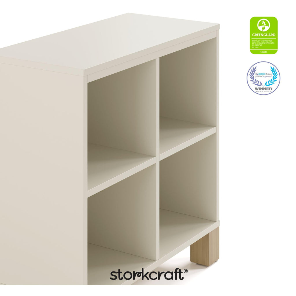 California Cube Organizer Bookcase, Frosted Oat with Driftwood
