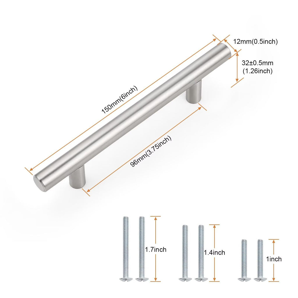 Brushed Nickel Cabinet Pulls & Handles 3-3/4" Hole Centers 30 Pack