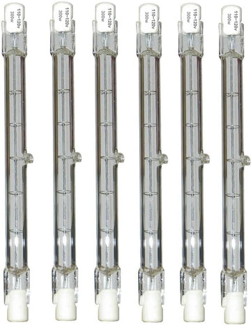 R7S Halogen Bulb T3 J-Type 2700K Warm White, Dimmable, 2000H Lifespan 6PCS 110V 118MM-500W