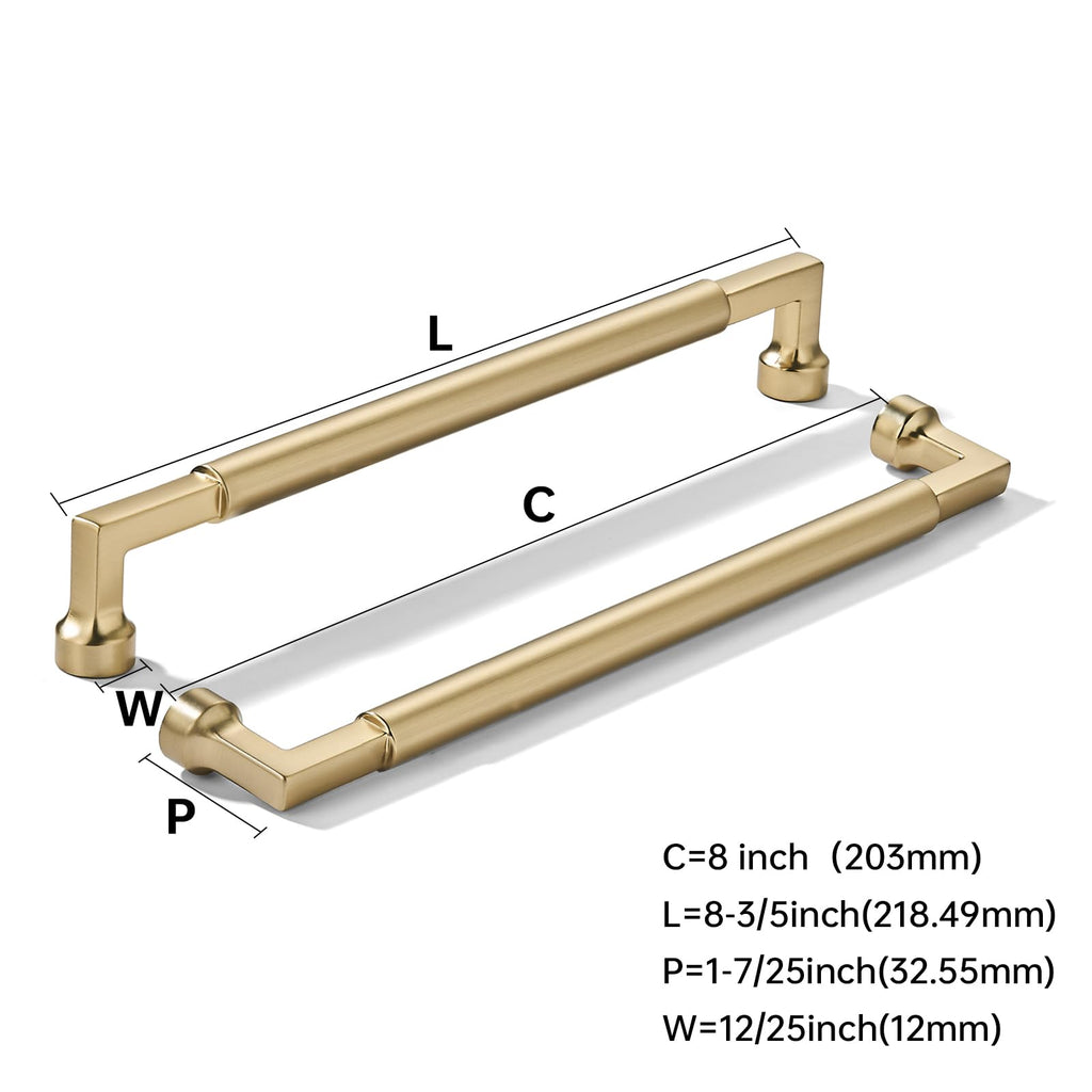 2-Pack 8-Inch(203mm) Champagne Bronze Cabinet Pulls,Heavy-Duty Solid Handles Cabinets, Cupboards, Drawers and