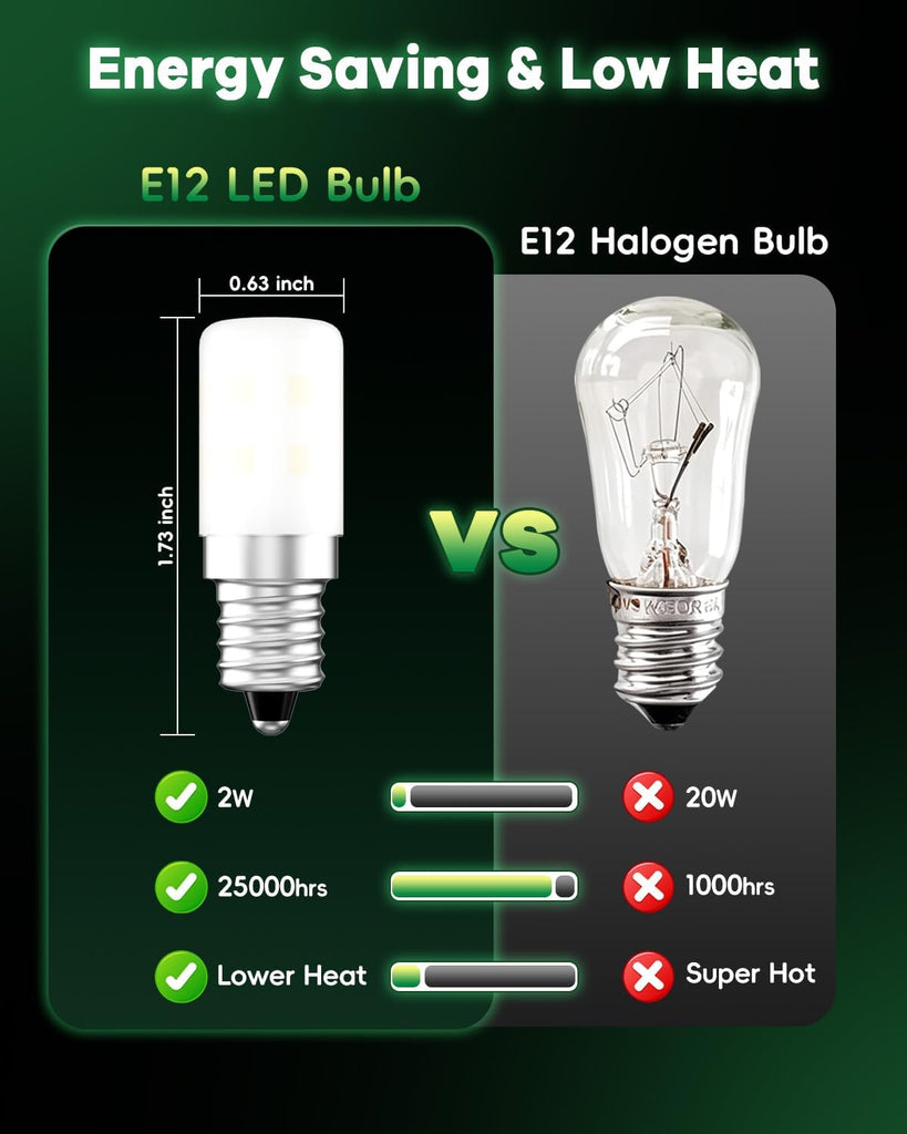 E12 Dryer LED Light Bulb for Dryer Drum and Specific 120V S6 Water Dispenser Light Bulb WE05X20431 22002263