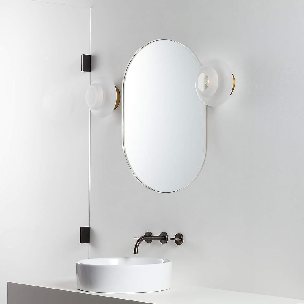 Brushed Nickel 20x30'' Oval Brushed Silver Capsule Pill Shaped Bathroom Vanity 30 x 20 inch Oblong Metal Framed in