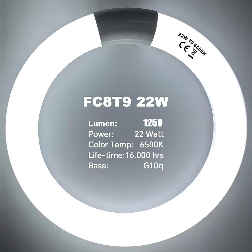 FC8T9 22W and FC12T9 32W Set Daylight, 8 inch T9 22 Watts Circular Light Bulbs, 12 inch 32 Watts Circline Fluorescent
