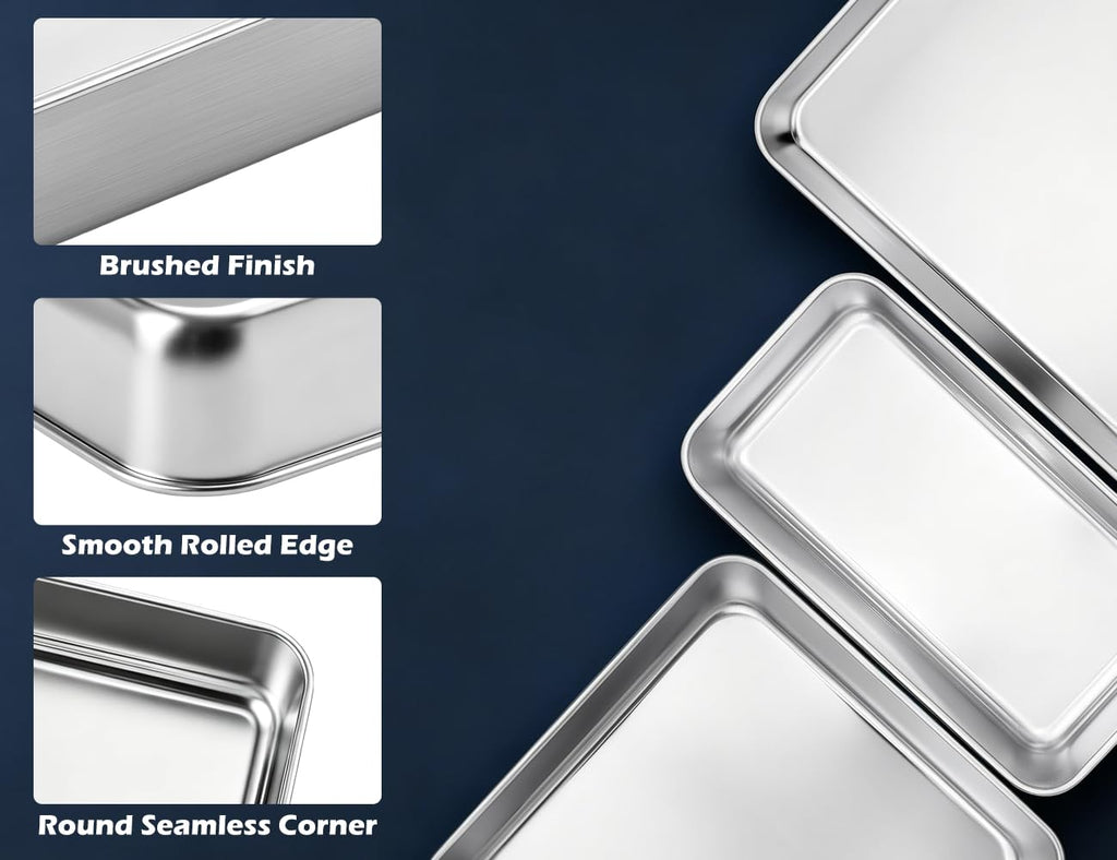 Non-Toxic Stainless Steel Bakeware Baking Sheet Set of 10 with Lid