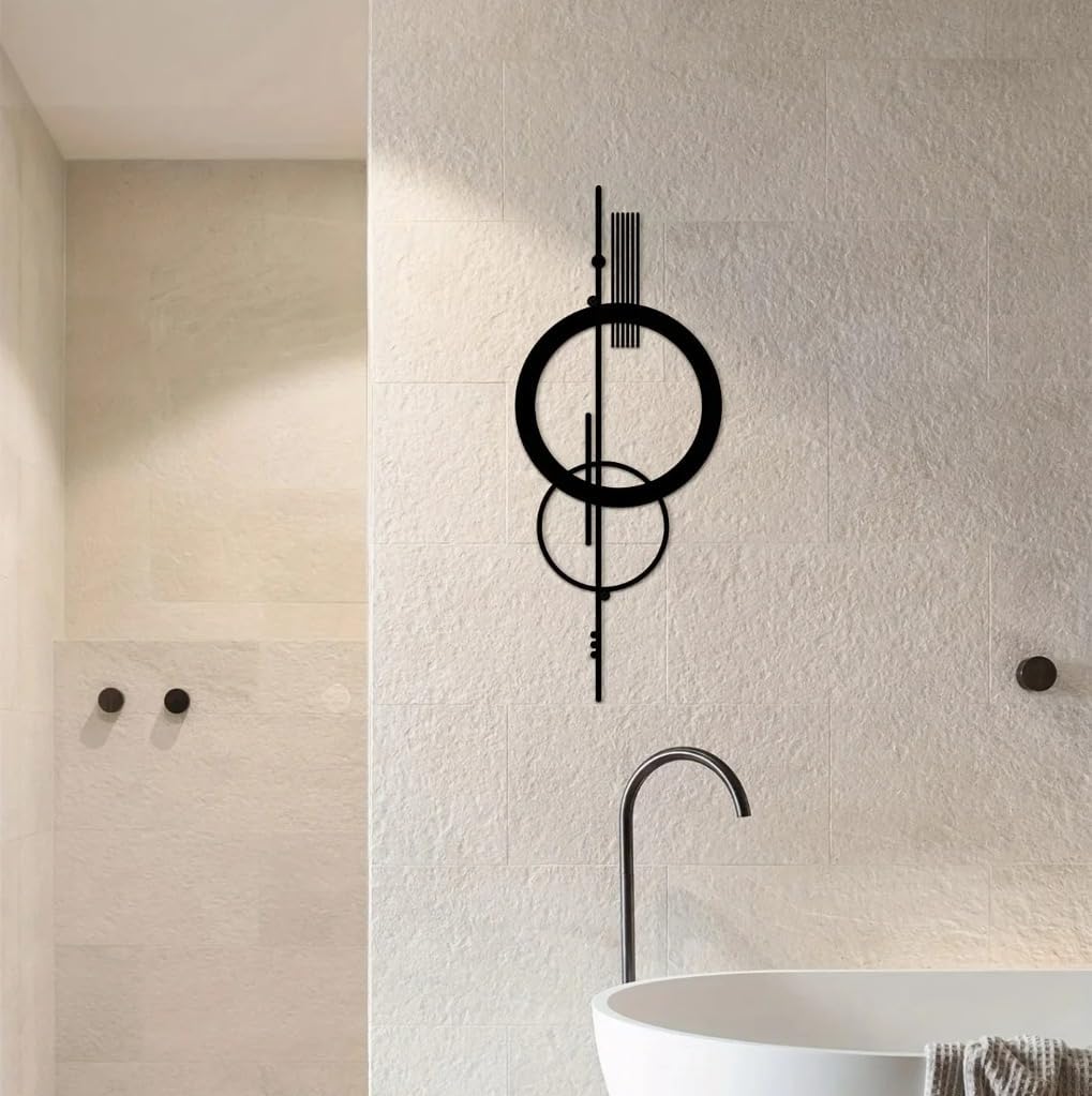 Metal Wall Decor Hanging Wall Art Minimalist Abstract Hollow Vertical Iron Wall Sculptures Geometric Wall Hanging