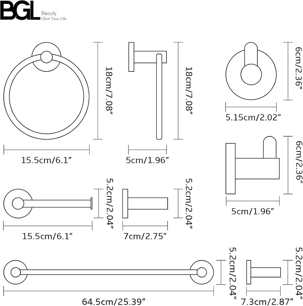 Bathroom Hardware Set Chrome Bathroom Accessory Set Towel Bar 8 Pieces Set