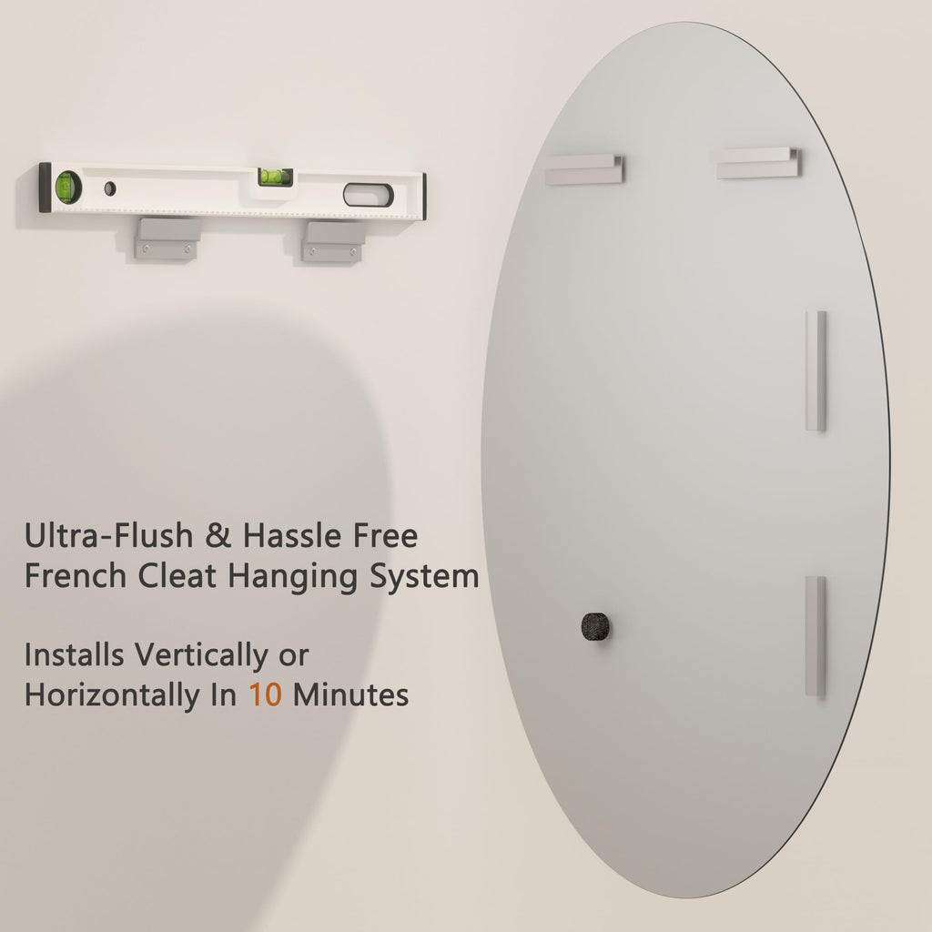Frameless Oval, 22" x 30" Bathroom Wall with Beveled Edge, Modern Decorative Vanity Mirrored | 1/4-Inch Shatterproof