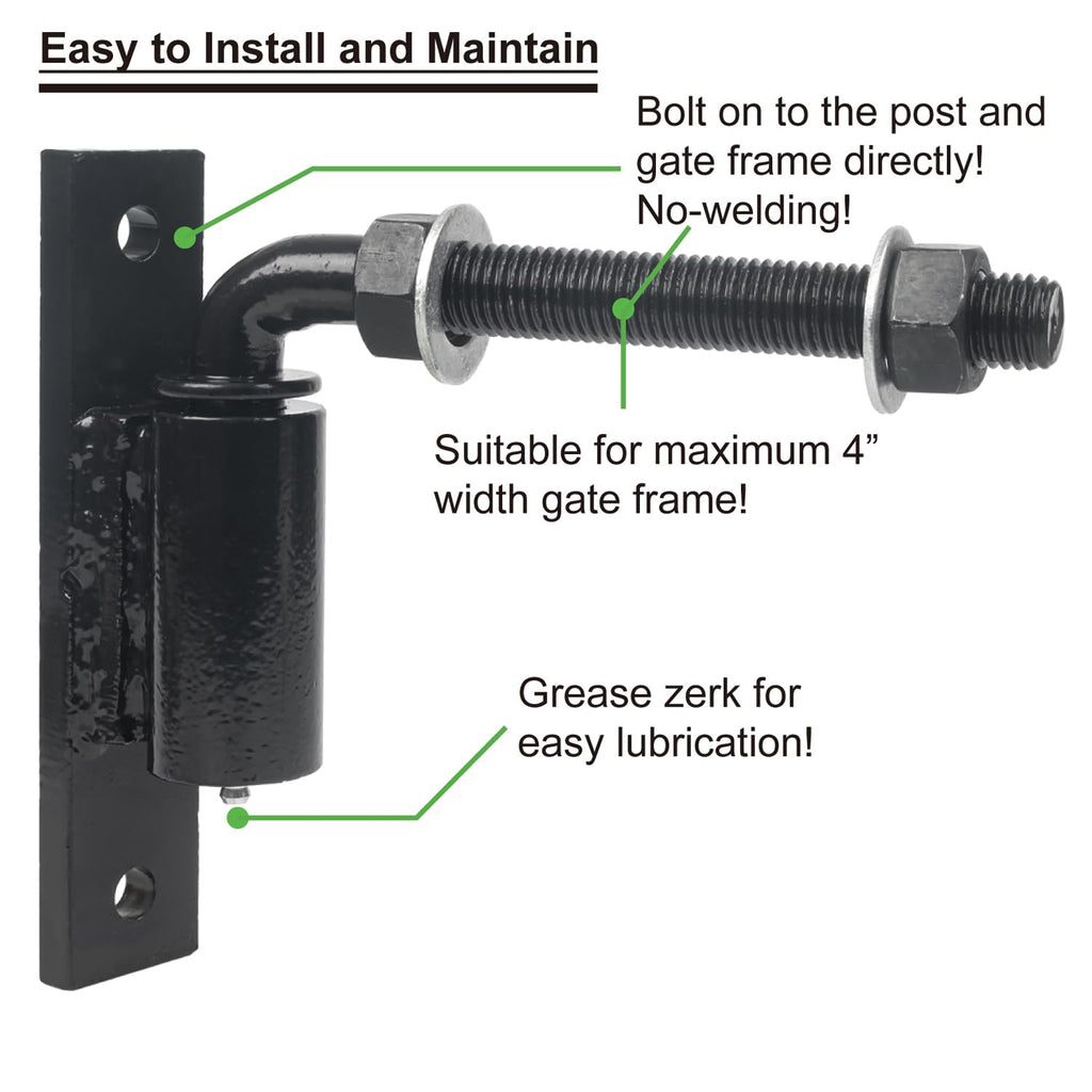 Industrial Heavy Duty Bolt on 3/4" J Bolt Gate Hinge for Large Heavy Driveway Gates Up to 1100 Pounds, No Welding