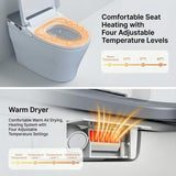 Black Smart Toilet with Bidet, One Piece Toilet with Tank and Pump for Low Water Pressure, AutoOpenClose Lid