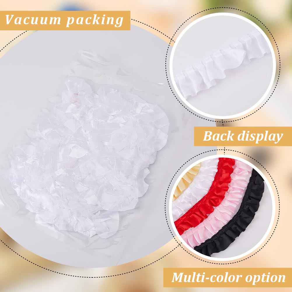 10.9 Yards Satin Pleated Ruffle Ribbon Fabric Lace Edge Trims 10.9 Yards Polyester Lace Trim Ribbon 1-5/8 Inch Wide