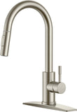 Kitchen Faucet with Pull Down Sprayer, Brushed Nickel High Arc Modern Classic Sink Faucet Stainless Steel with Deck
