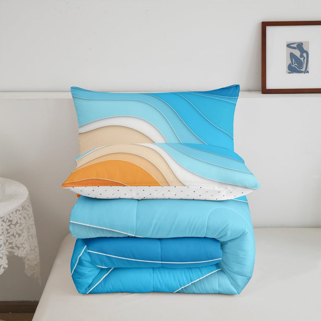 Ocean Comforter Sea Wave Bedding Set, Coastal Beach Bedding Sets & Collections Abstract Art Down Comforter