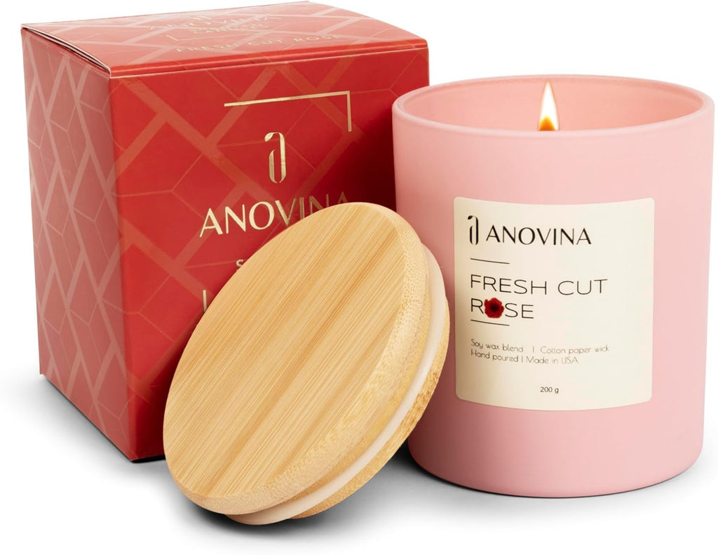 Rose Scented Candle - Long-Lasting Soy Wax Blend - Non-Toxic Floral Candle Décor & Relaxation - Aesthetic Gift for