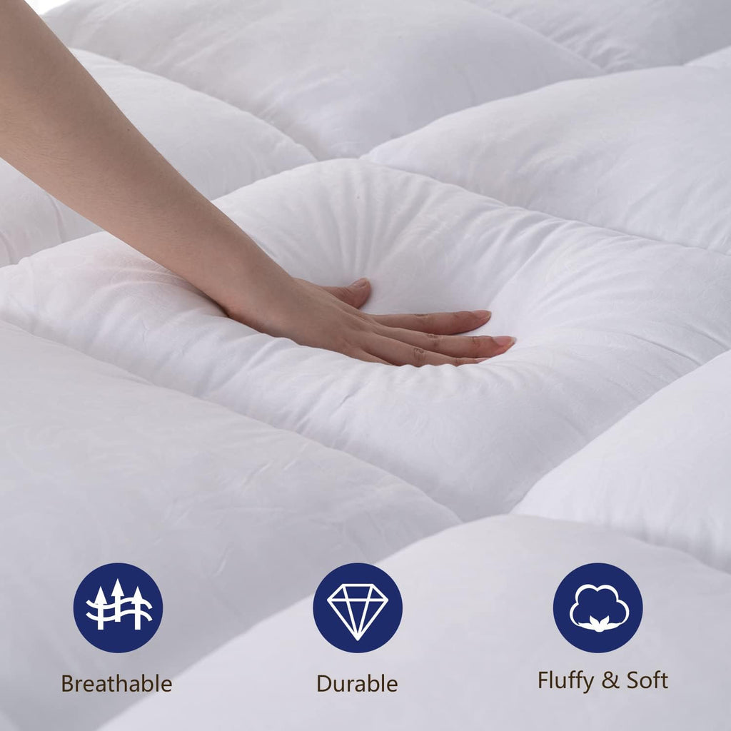Mattress Topper Queen Cooling Plush Bed Thick Pillow Top Pad | Hotel Quality Down Alternative Deep Pocket Soften