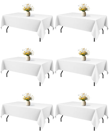 White Polyester Table Cloth, 6 Pack, 60 x 84 in