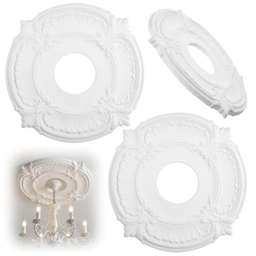 Kenaoeoe 2 Pack White Plain Ceiling Medallion 12" OD x 3.5" ID PU ecorative Ceiling Fan Medallions for Light Fixtures